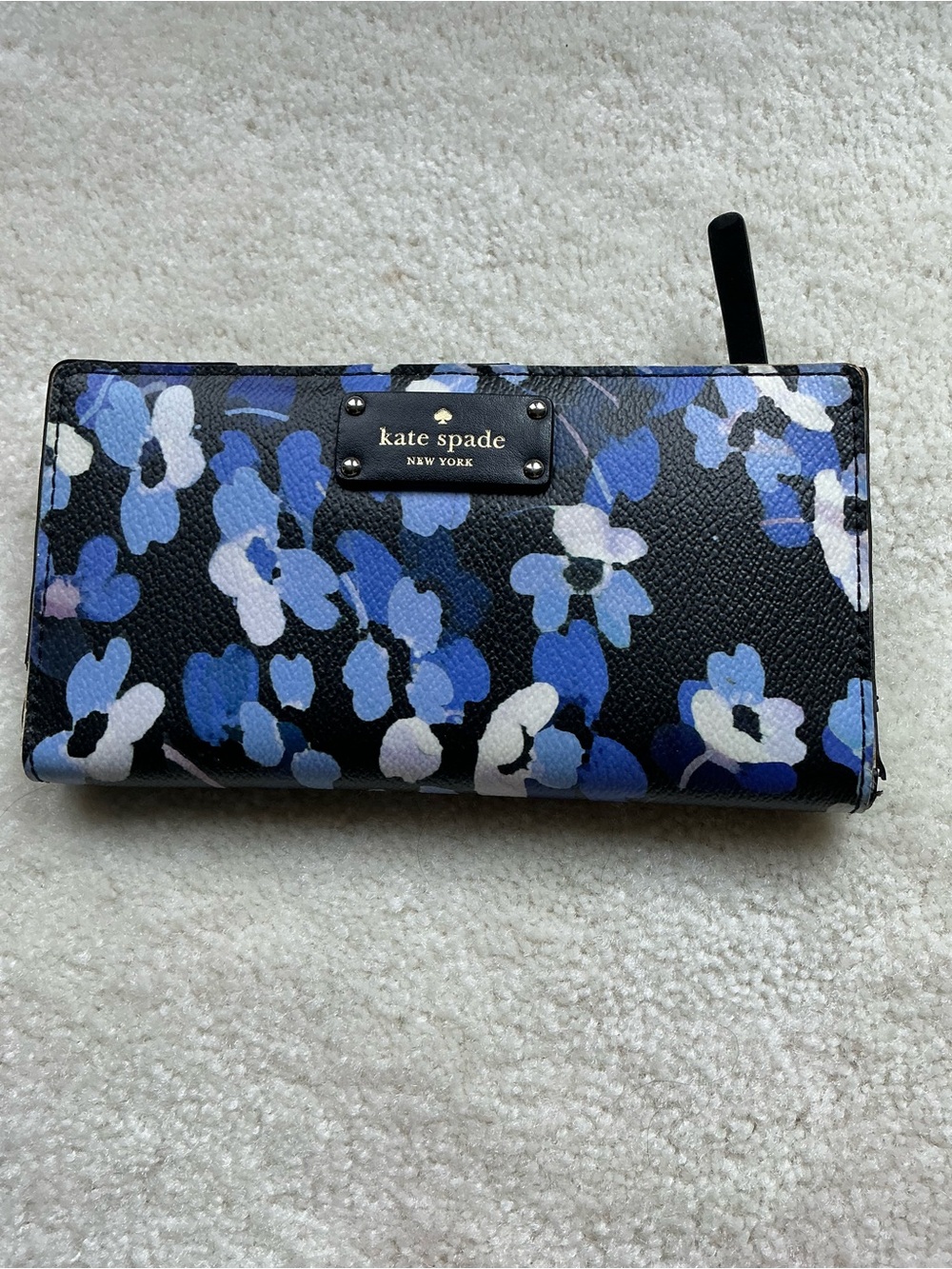 KATE SPADE BLUE FLORAL CONTINENTAL WALLET CARD HOLDER